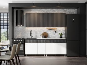 Кухонный гарнитур София (2,0м) (бланж/графит матовый) в Норильске - norilsk.mebel-nsk.ru | фото