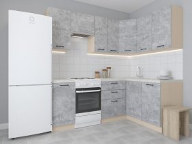 Модульная угловая кухня 1,4м*2,1м Лада (цемент) в Норильске - norilsk.mebel-nsk.ru | фото